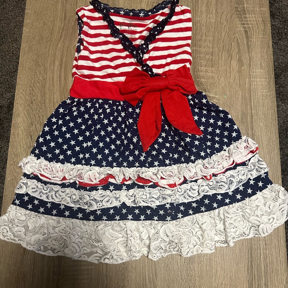 Adorable girls flag dress with bow